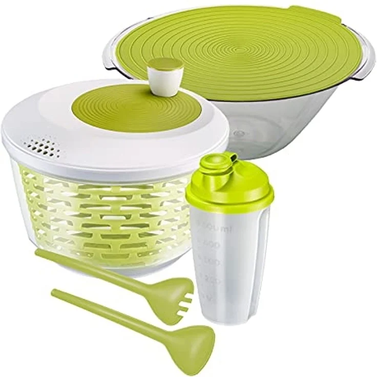 WESTMARK Salatschleuder Set 4tlg, inkl. Salatschüssel, -besteck und Dressingshaker, Kunststof – Bild 1