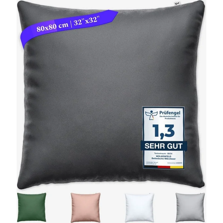 Wolkenfeld Kissenbezug Mikrofaser Kissenbezug - Allergiker Kopfkissenbezug - unfassbar weich, Größe 80x80, 40x80 und 70x90 cm I versteckter Reißverschluss – Bild 1