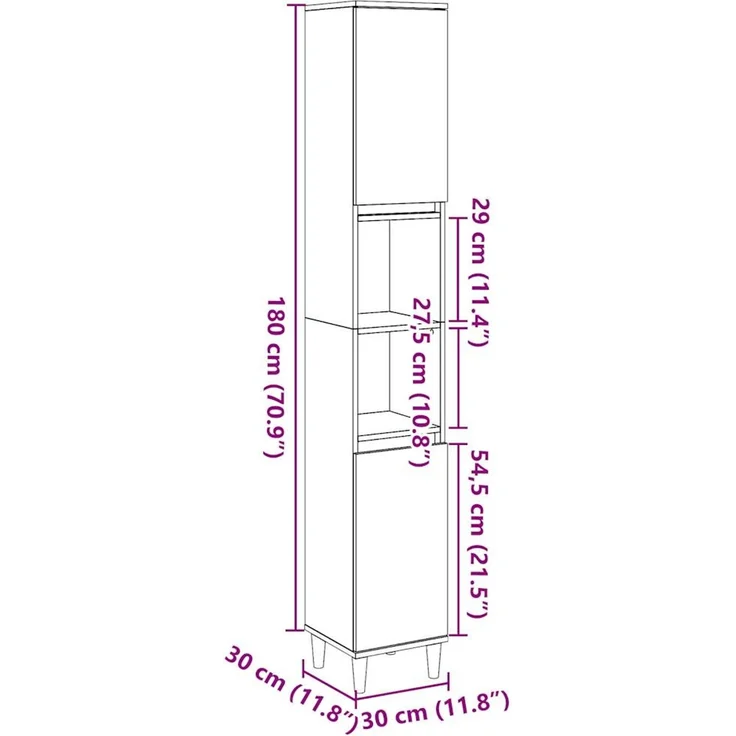 vidaXL Badschrank Altholz-Optik 30x30x190 cm Holzwerkstoff 857102 – Bild 11