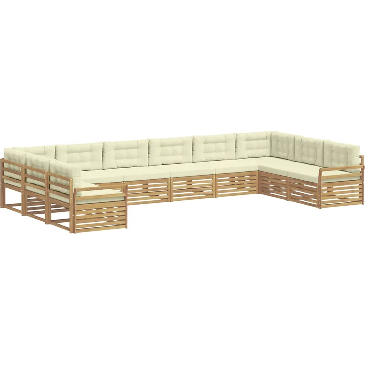 vidaXL Sofagarnituren 10 stk. 10-Sitzer Weiß und Creme Polyester 3391235 – Bild 2