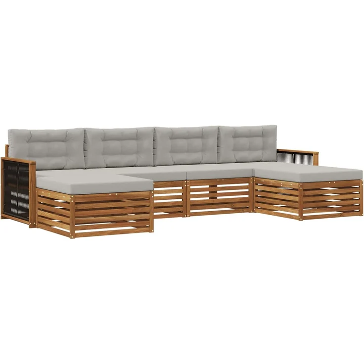 vidaXL Outdoor-Sofagarnitur 6 stk. 4-Sitzer Natur und Hellgrau 3383684 – Bild 2
