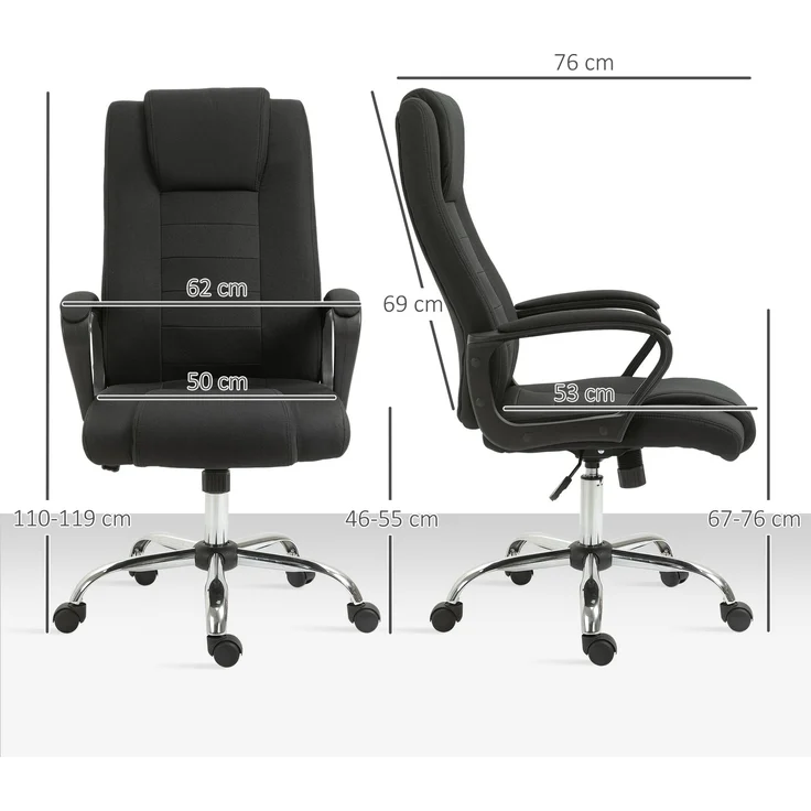 MELAYR, Bürostuhl Ergonomischer Schreibtischstuhl mit Armlehne, 76 x 62 x 119 cm, Schwarz – Bild 5