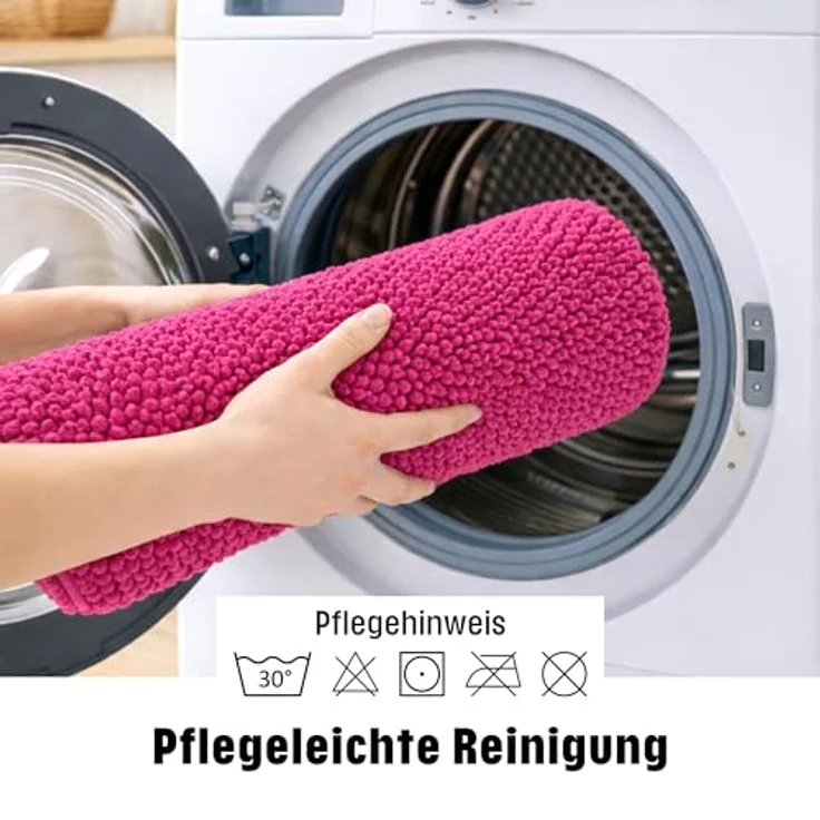 WohnDirect Badematte 45x45 cm | Pink - rutschfest & Waschbar - Badezimmerteppich zum Set kombinierbar, Badvorleger, WC Garnitur, Badteppich – Bild 4