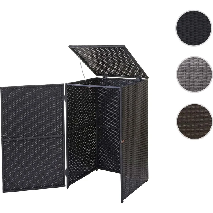 Mülltonnenverkleidung HWC-E25, Mülltonnenbox Mülltonnenabdeckung, Poly-Rattan 120l ~ schwarz – Bild 8