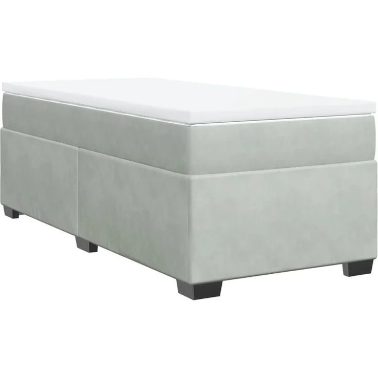vidaXL Boxspringbett mit Matratze Hellgrau 80x200 cm Samt 3285245 – Bild 2