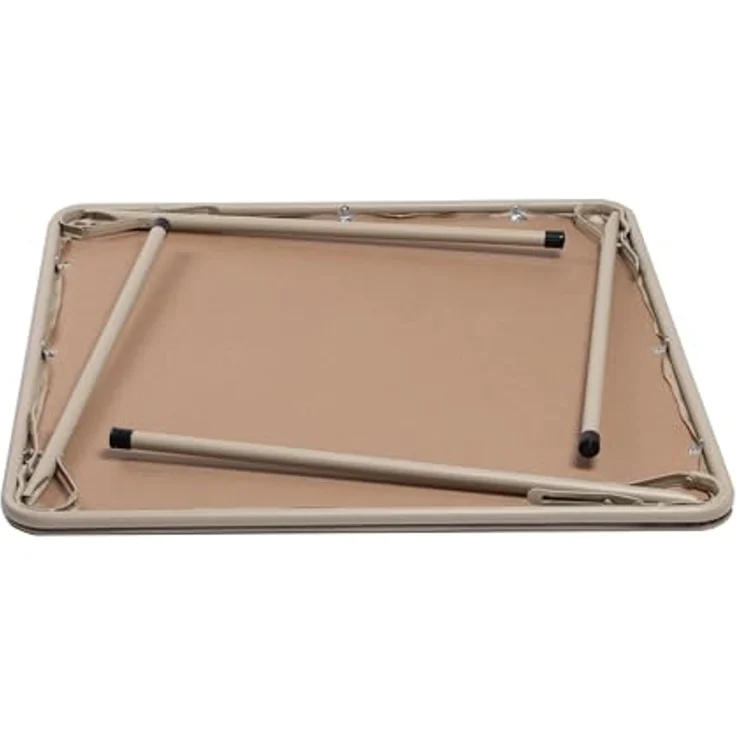 FurnitureR Klapptisch, klappbarer Campingtisch aus Metall/PVC, klappbarer Balkontisch, Gartentisch für Picknick, Camping und Outdoor Strand, 86 x 86 x 71 cm, Kamel – Bild 6
