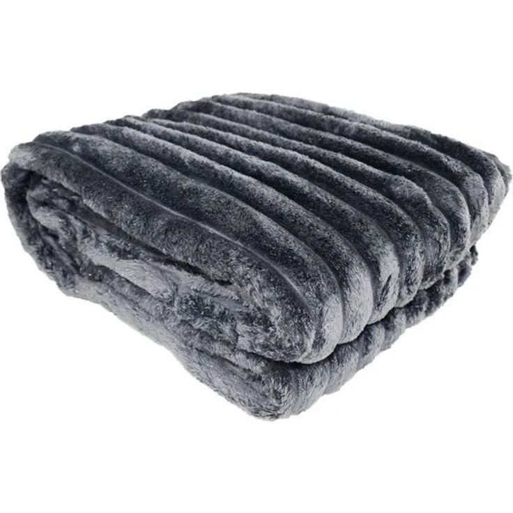 Marabella 'Cord' Wohndecke mit Flanelloptik und Glitzer, Polyester anthrazit, 150 x 200 cm – Bild 3