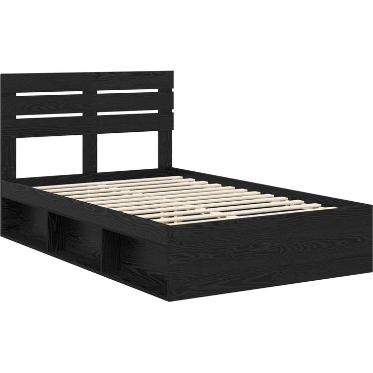 vidaXL Bettrahmen Schwarz 135 x 190 cm Massives Kiefernholz 3411424 – Bild 3