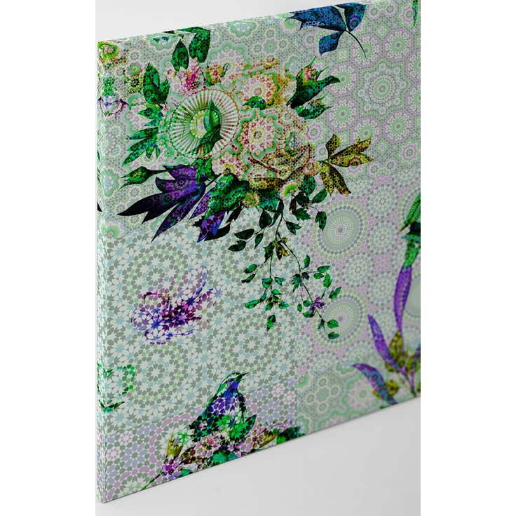 Blumen Leinwandbild Grün Lila 90x60 DD120346 Keilrahmen Mosaik Wandbild Leinwand – Bild 2