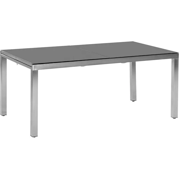 Gardenson Gartentisch, rechteckig, grau-silbernes Metall, 90x75x150 cm, Gartenmöbel