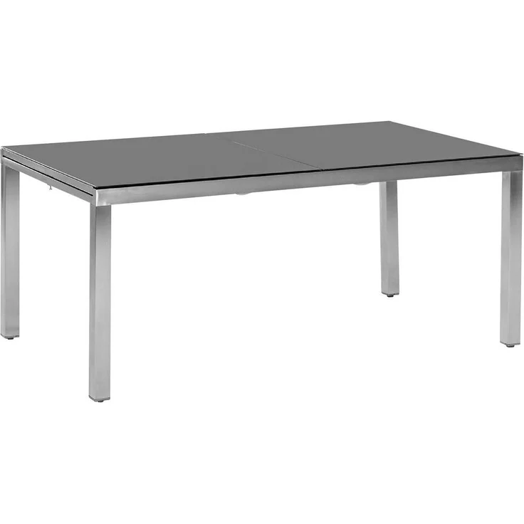 Gardenson Gartentisch, rechteckig, grau-silbernes Metall, 90x75x150 cm, Gartenmöbel