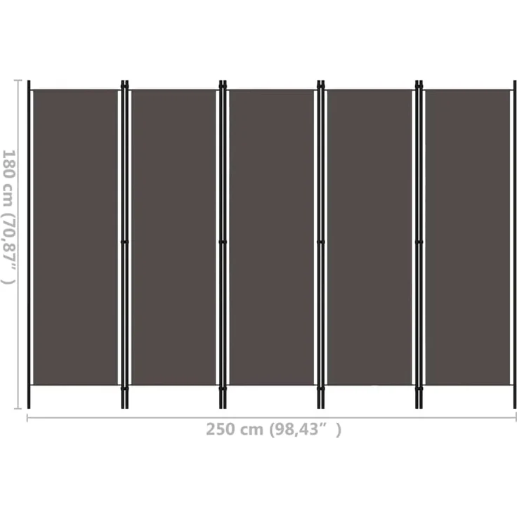 vidaXL 5-tlg. Raumteiler Anthrazit 250x180 cm 320725 – Bild 6