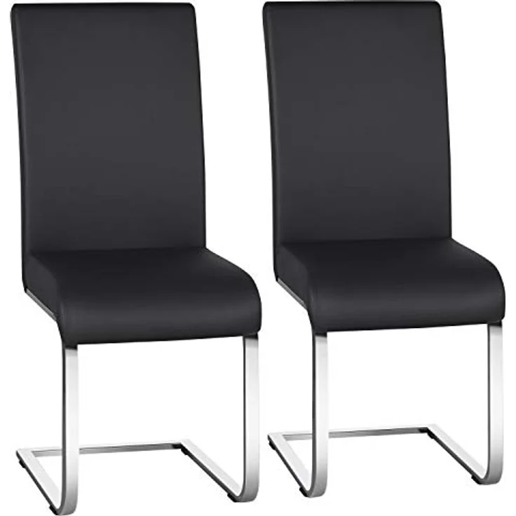 Yaheetech Esszimmerstühle 2er Set Esszimmerstuhl Schwingstuhl Freischwinger, 135 kg belastbar schwarz Kunstleder – Bild 2
