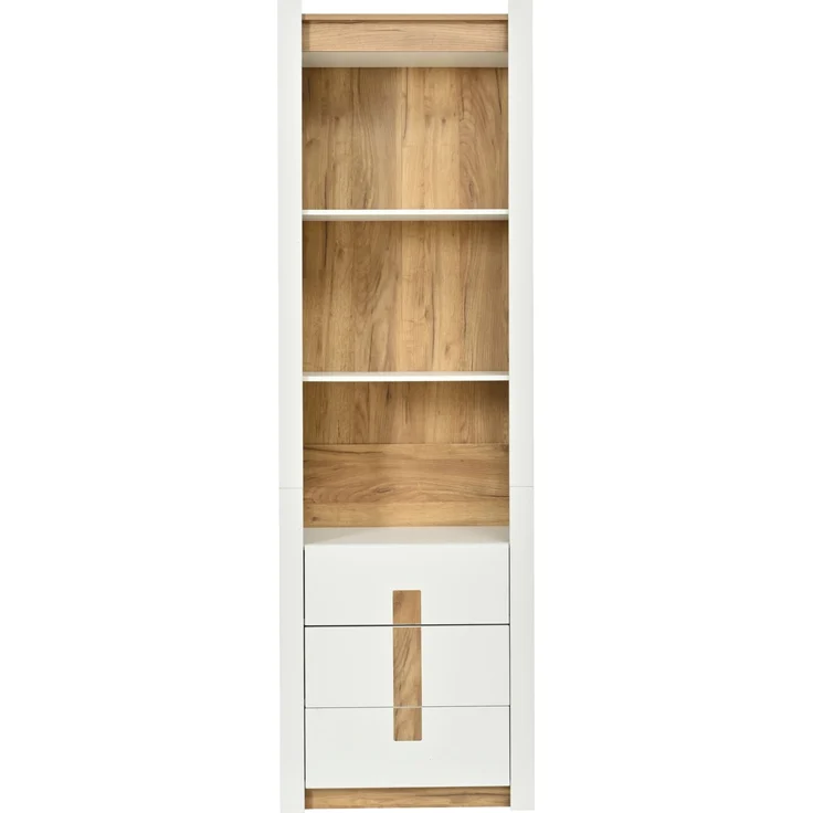 Vitrinenschrank 63 x 41,5 x 200 cm mit Bluetooth-LED und 3 Schubladen, mattweiß – Bild 6