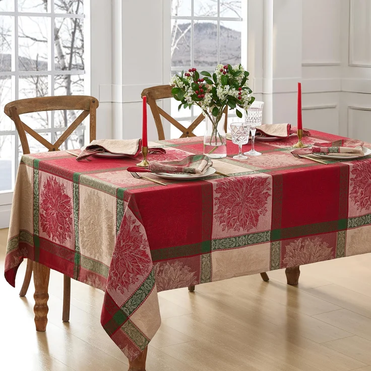 Elrene Home Fashions Prestige Weihnachtsstern-Tischdecke, Jacquardgewebe, Baumwolle, rechteckig, 152,4x304,8 cm