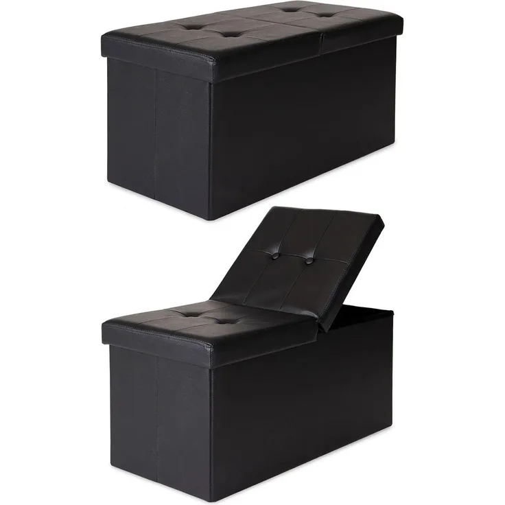 dibea Sitzbank mit Klappdeckel, Kunstleder 76 x 38 x 38 cm schwarz