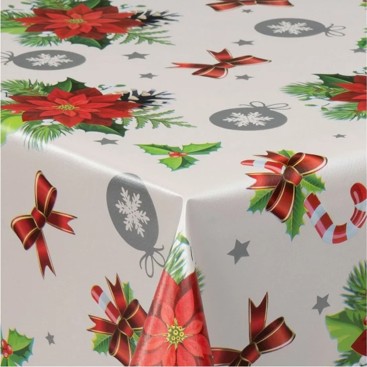 laro Tischdecke laro Wachstuch-Tischdecke Wachstischdecke Weihnachten Stern Mistel – Bild 4