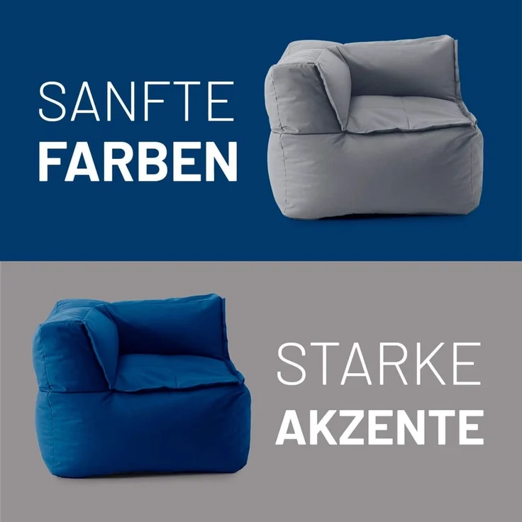 Lumaland Sitzsack-Sofa, Polyester, Eckteil, Grau, 70 x 81 x 81 cm – Bild 8