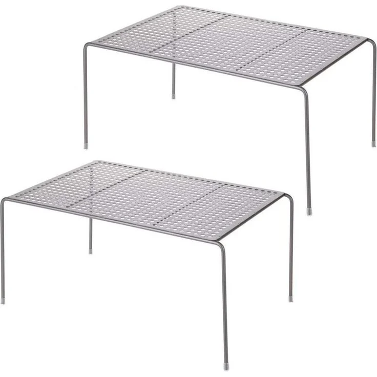 mDesign Küchenregal Geschirrablage Aufbewahrung Organizer 2er Set Metall Grau – Bild 1