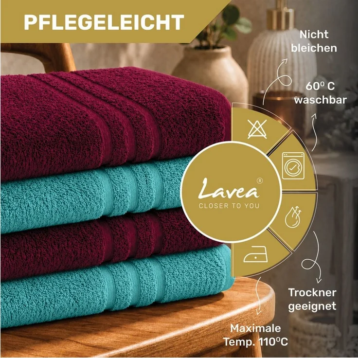 Lavea Handtücher 8er Handtuch Set 50x100 cm, Sporthandtuch, Badetuch, (Frottierserie Elena), Saugstarke & weiche Gästetücher, Handtuch Set – Bild 2