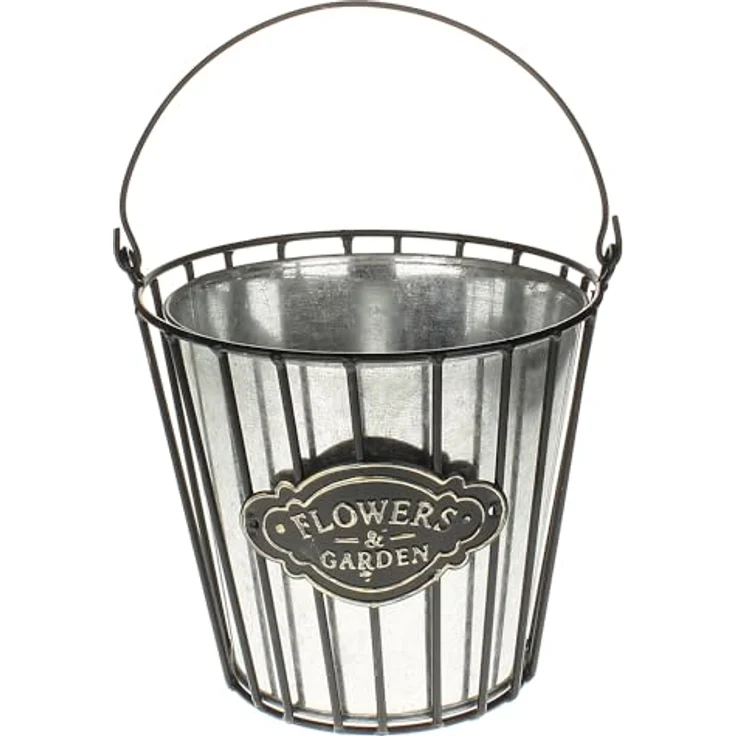 Macosa Home Pflanzschale Deko Pflanzeimer Zink Metall Schwarz vers. Größen Zinkeimer (Pflanzgefäß Pflanzschale, Dekoeimer Blumentopf Dekotopf), Blumeneimer Garten-Dekoration Metalleimer Eimer – Bild 2