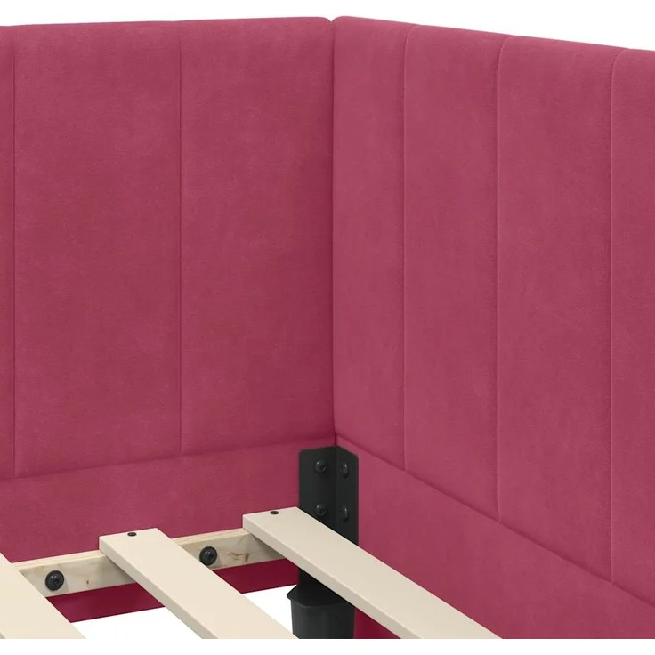 vidaXL Eckbettgestell mit Kopfteil Weinrot 90 cm x 200 cm Samt 42016352 – Bild 7