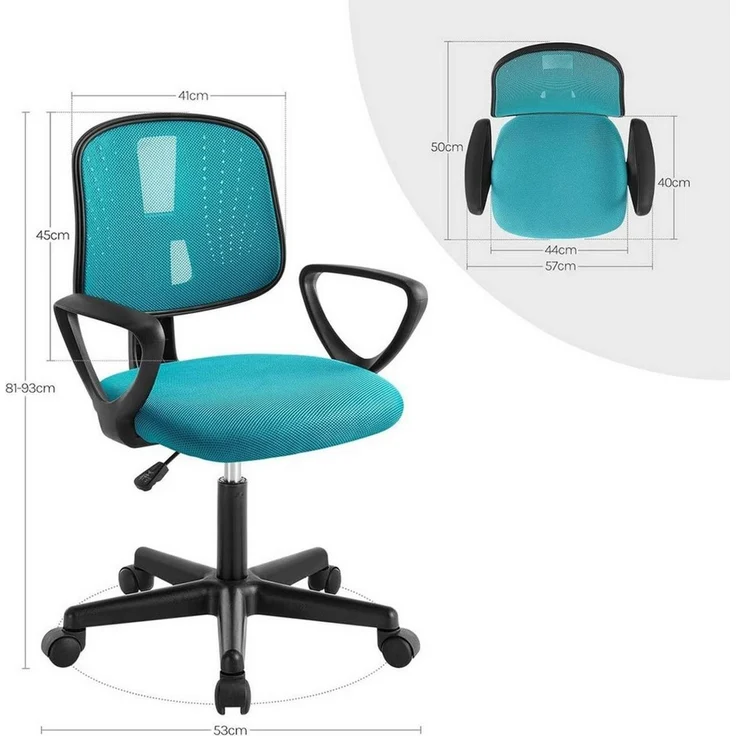 Klihome Schreibtischstuhl (1 St), Kinderdrehstuhl ergonomisch, höhenverstellbar, aus Netzstoff – Bild 2