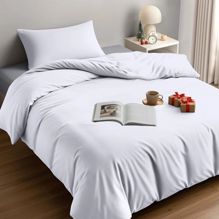 Utopia Bedding Bettwäsche 135x200 Set - Mikrofaser Bettbezug 135x200 cm + 1 Kissenbezug 50x75 cm - Weiß – Bild 2