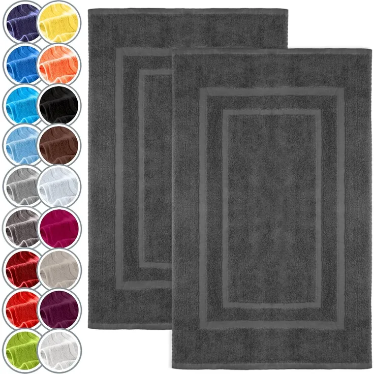 NatureMark 2er Pack Badvorleger | Premium Qualität | 100% Baumwolle | 50x80 cm | Duschvorleger Duschmatte Doppelpack | Farbe: Anthrazit grau