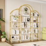 Regal im schlichten Stil, Stahlrohr-MDF-Material, fünf Schichten Stauraum, einzigartige Wolkenform, einfach zu montieren und zu reinigen, Gold + Weiß, 170 x 26 x 190 cm