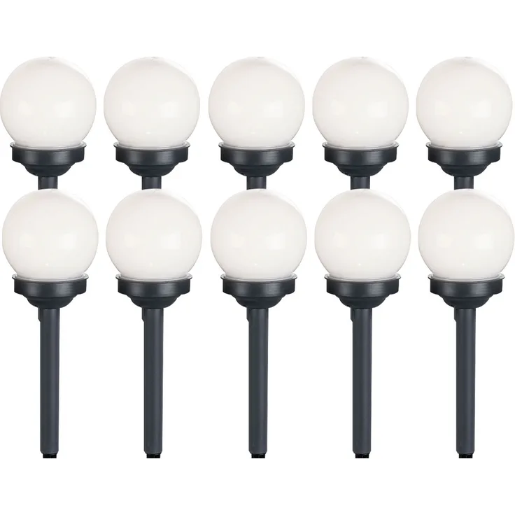 10er Set LED Solarkugel weiß, Erdspieß, DxH 10x38 cm