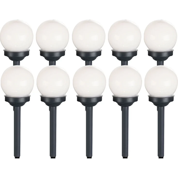 10er Set LED Solarkugel weiß, Erdspieß, DxH 10x38 cm – Bild 1