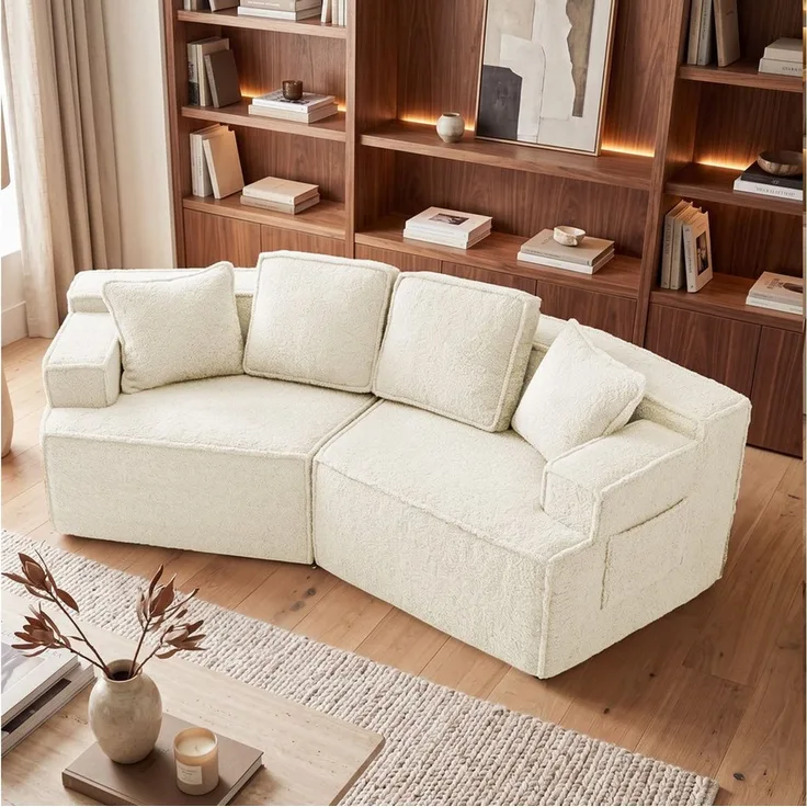 COMHOMA Sofa modulares Schlafsofa, Polstersofa, 3-Sitzer Sofa, Sektionscouch, Keine Montage erforderlich, mit Aufbewahrungstasche, schlaffunktion