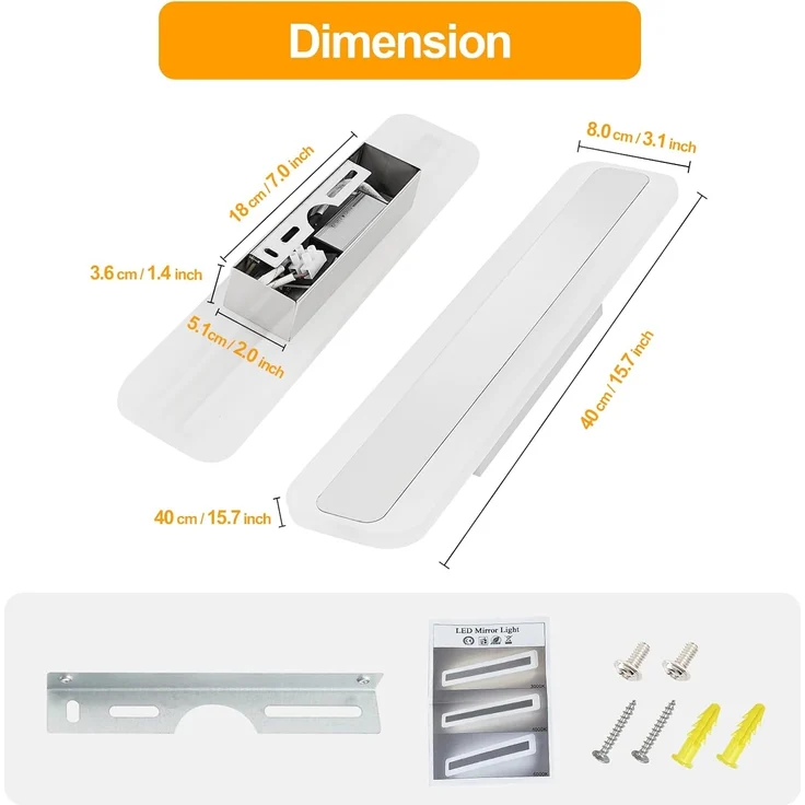 Dehobo Led Bad Spiegelleuchte 14W 40cm - LED Spiegellampe Badezimmer Spiegelleuchte IP44 4000K Neutralweiß - Badlampe Wandbeleuchtung 230V 1000LM Spiegelfrontlicht aus Acryl Kein Flimmern – Bild 3