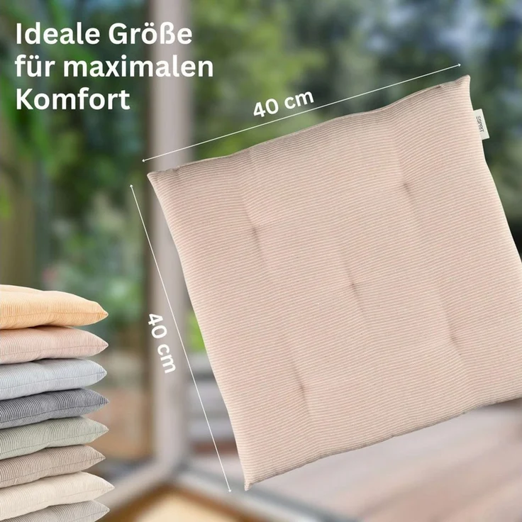 Esprit Stuhlkissen NEEDLESTRIPE Sitzkissen, 40 x 40 cm - 2er Set in Rose – Bild 4