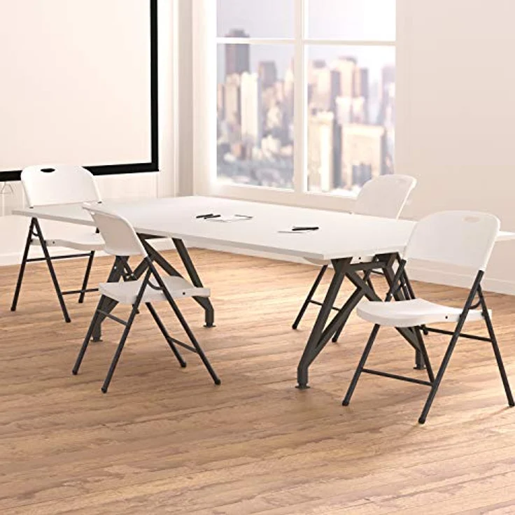 Amazon Basics Klappbarer Kunststoff-Stuhl, 157,5 kg Tragkraft, Weiß, 4er-Set – Bild 7
