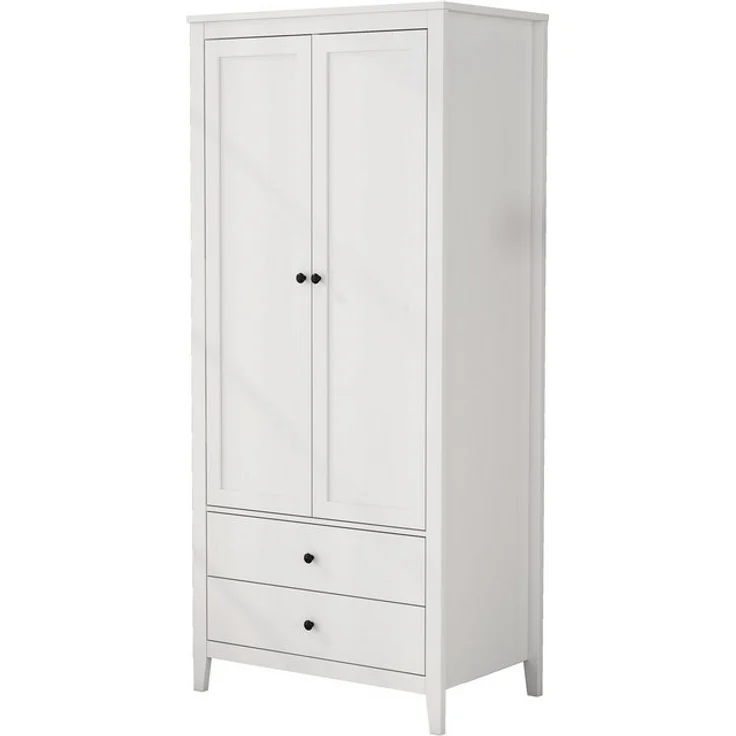 OTTO home Kleiderschrank Borkum Schlafzimmerschrank Garderobe Landhaus Bestseller weiß (hochwertige schwarze Griffe aus Metall) Schlafzimmerschrank mit 2 Türen und 2 Schubladen – Bild 4
