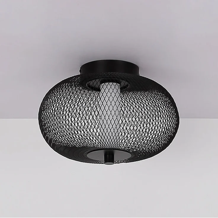 LED Deckenleuchte, schwarz, Metall Gitter, D 35 cm – Bild 9