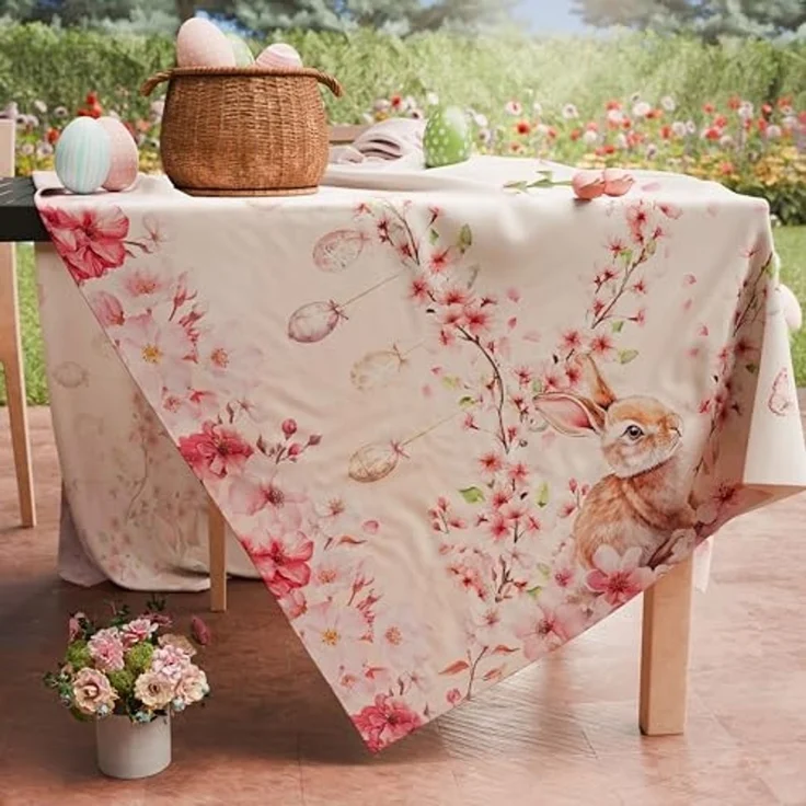 Petti Artigiani Italiani - Tischdecke für Ostern, schmutzabweisend, quadratisch, für die Küche, Motiv Kirschen, X4 Plätze (140x140 cm), 100% Made in Italy – Bild 3