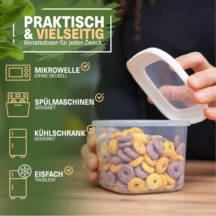 Viwares Vorratsdosen mit Deckel Luftdicht, 12er Vorratsbehälter Set BPA-Frei, Vorratsdose zur Müsli Mehl Aufbewahrung Küche, Praktische Organizer Küche, Frischhaltedosen für Lebensmittelaufbewahrung – Bild 3
