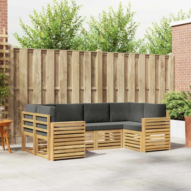 vidaXL Outdoor-Sofagarnitur 6 stk. 6-Sitzer Weiß und Anthrazit 3392402 – Bild 1