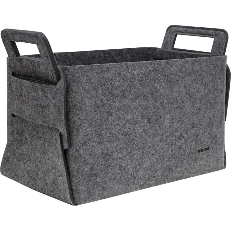 Filz Aufbewahrungskorb 37x24x37cm 25L Holz Kaminholzkorb Grau