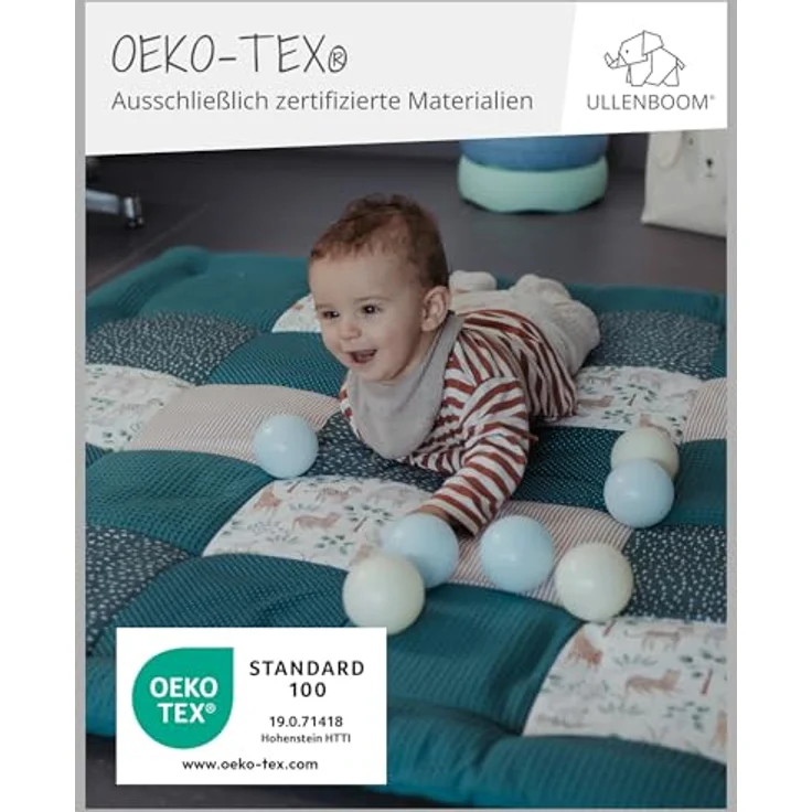 ULLENBOOM personalisierbare Krabbeldecke für Baby 120x120 cm - Dick & weich | Perfekt als Geschenk, Außenmaterial: 100% Baumwolle, OEKO-TEX zertifiziert, Made in EU, Schadstoffgeprüft, waschbar – Bild 3