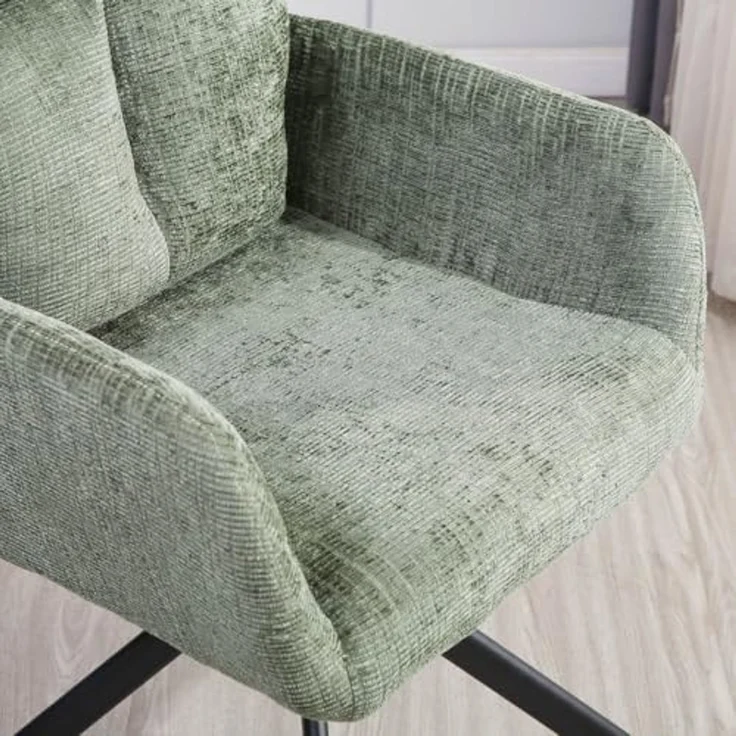 HOME DELUXE Esszimmerstuhl mit Armlehne ALUNA Chenille - 10er Set Grün – Bild 5
