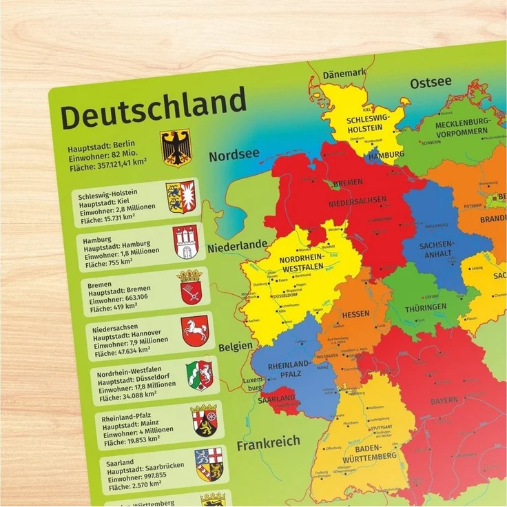 nikima Platzset stabiles Vinyl Tischset - Deutschland Kinder Platzset abwaschbar, (1-St) – Bild 3