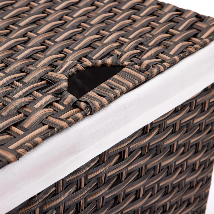 Seville Classics Premium handgewebter tragbarer Wäschekorb mit integrierten Griffen Haushaltsaufbewahrung für Kleidung, Bettwäsche, Laken, Canvas Harz, mokkabraun, Rectangular Hamper – Bild 5