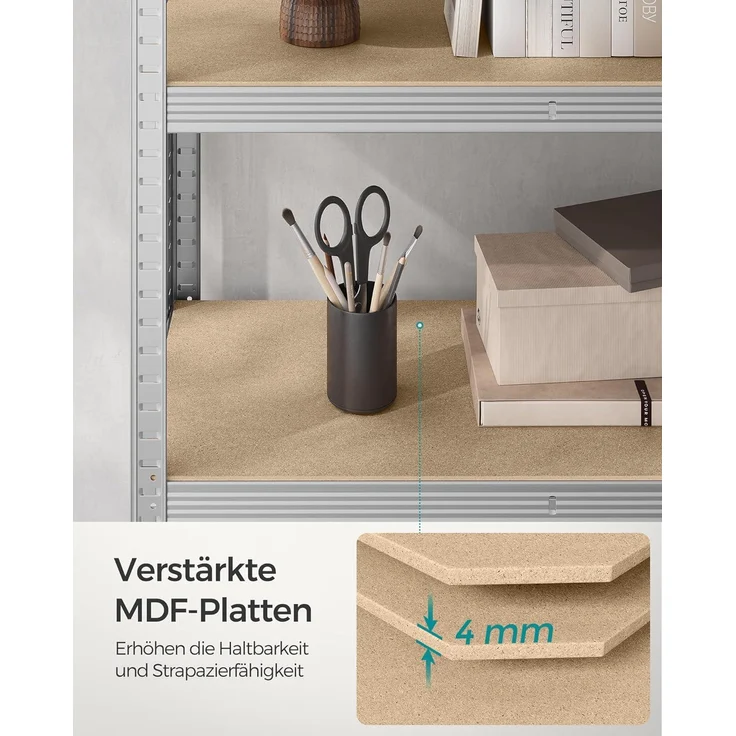 5-stöckiges Lagerregal, 2er-Set, 180 x 90 x 40 cm, max. Belastung 875 kg (175 kg pro Ebene), Regaleinheiten, verstellbar – Bild 8