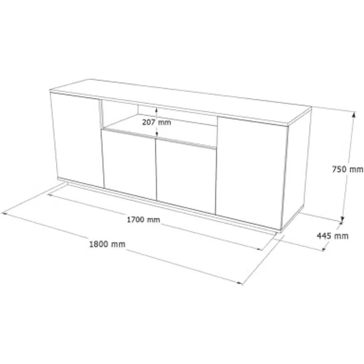 Dmora Buffet Nekkar, Buffet du Salon, Commode de Salon, Garde-Manger de Cuisine, 180 x 45 x 75 cm, chêne et Blanc – Bild 2