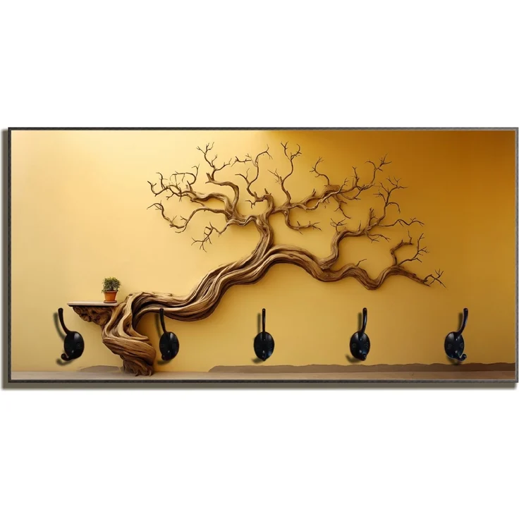 Wallario Garderobenpaneel Lebensbaum Skulptur (1-teilig, inkl. Haken und Befestigung), 80x40cmHolz – Bild 1