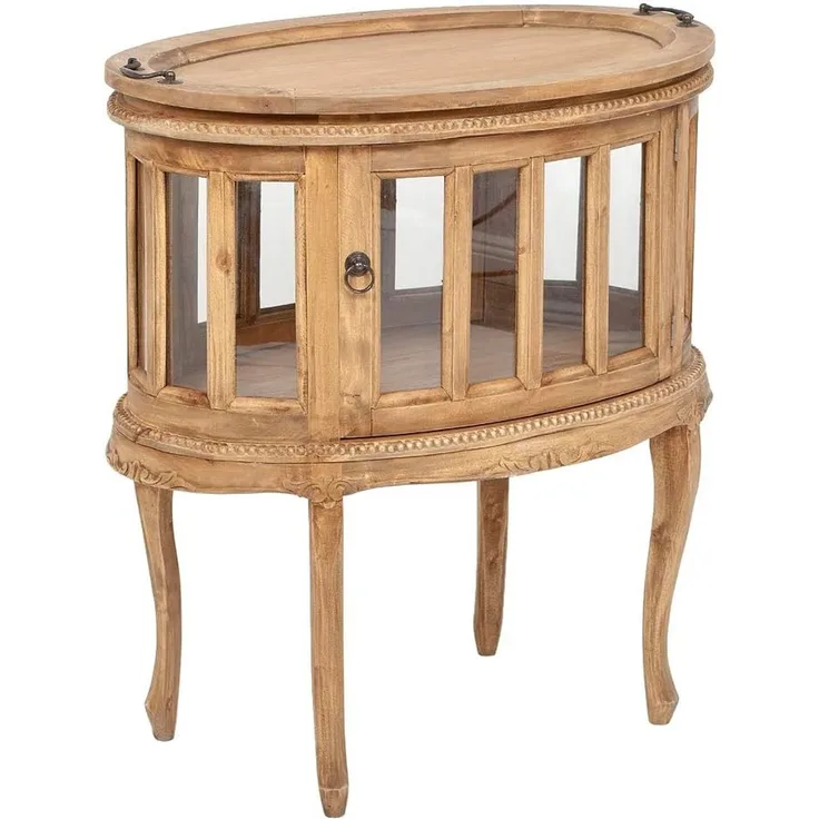 Teeschrank Barschrank CORUNA Mahagoni Antique Natural Beistelltisch Vintage